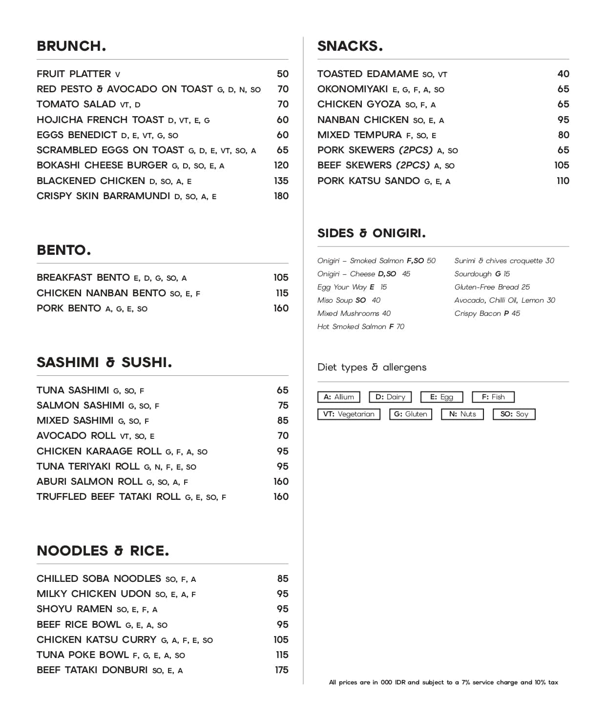 Regular menu, page 2